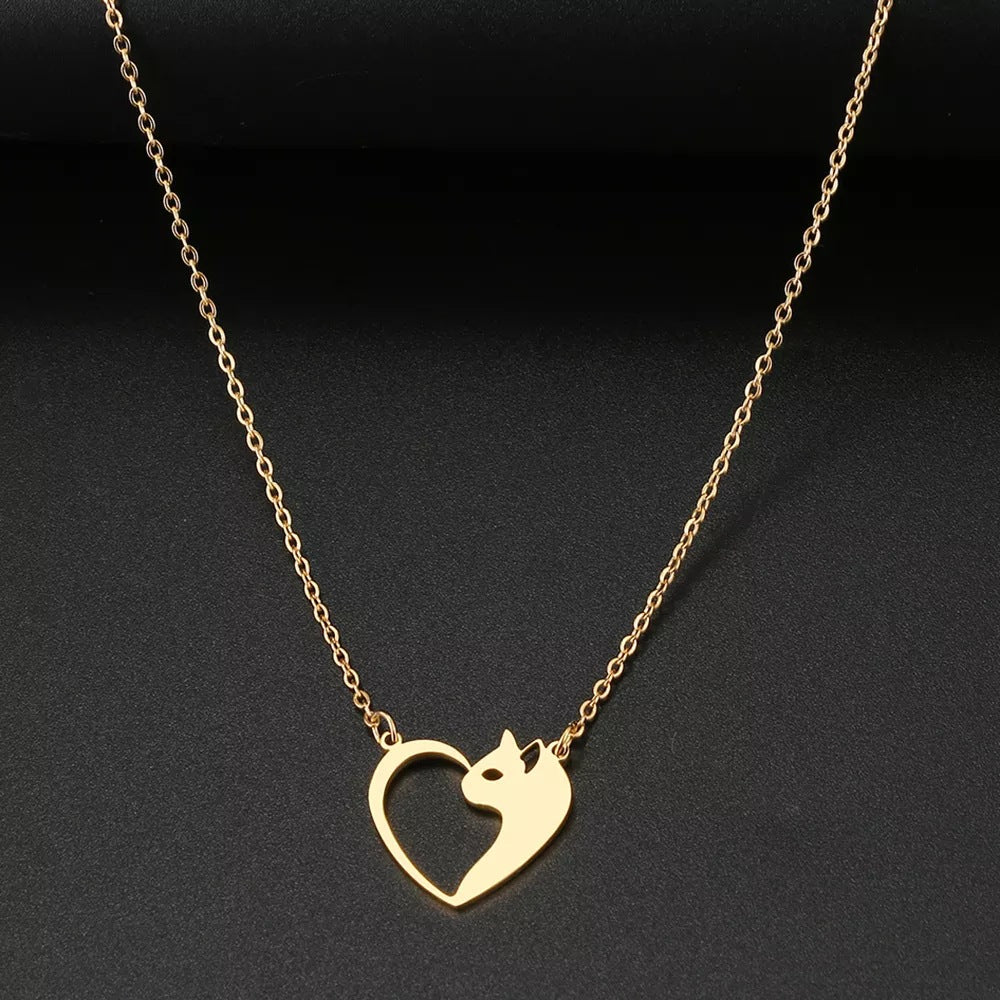 Florence Women's Fashion Stainless Steel Cat Pendant Necklace