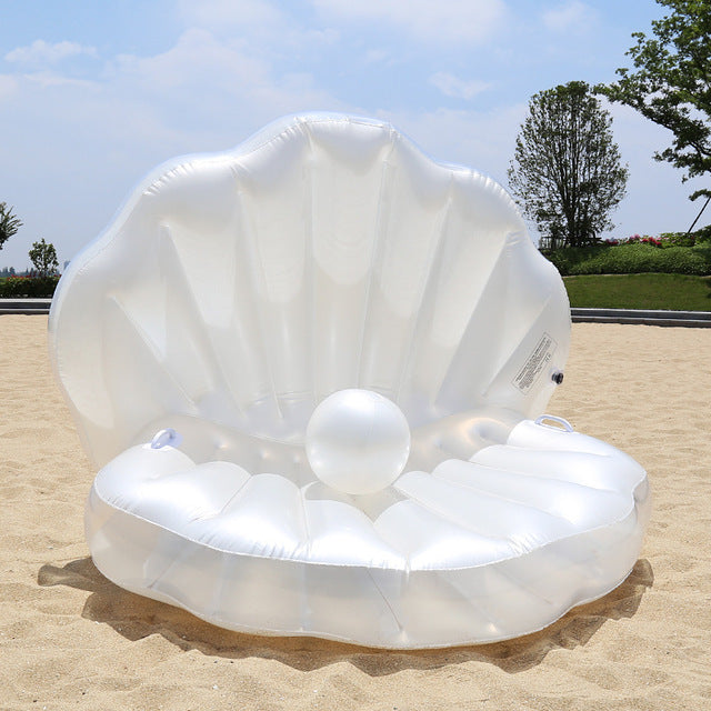 Giant Pool Floating Shell Pearl Scallop Inflatable Funny Water Toy - Resting Beach Face