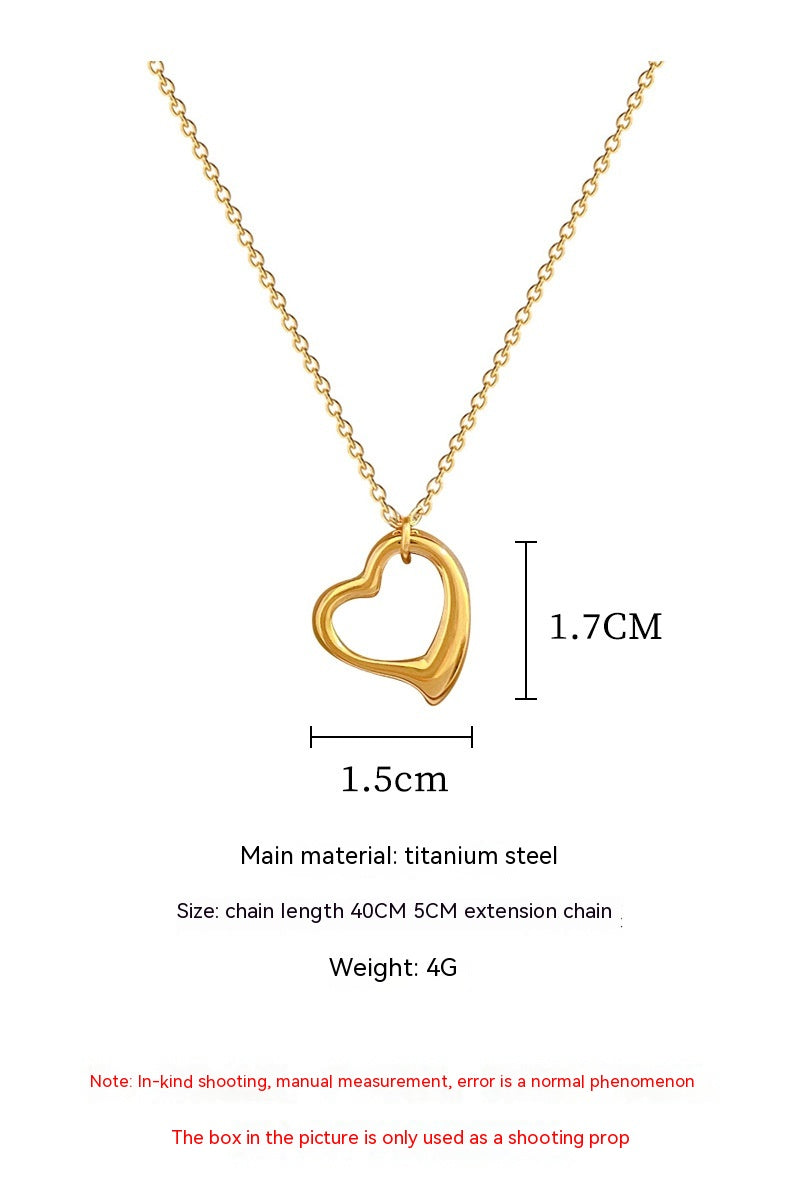 Mia Simple Bracelet Love Heart Furnace Real Gold Cold Necklace