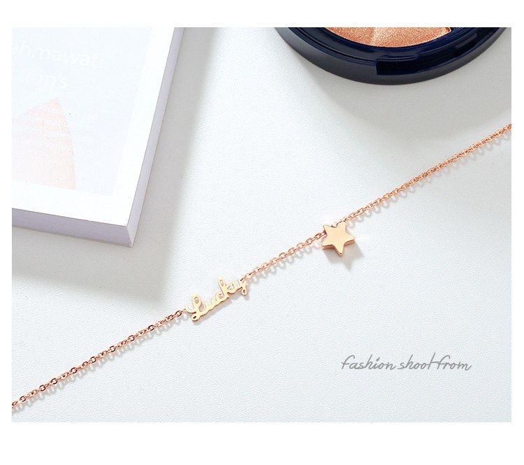 Ava Rose Gold Colour Anklet Lucky Star Chain