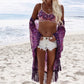 Chiffon Beach Resort Wear Purple Orientation Flower Beach Bikini - Resting Beach Face