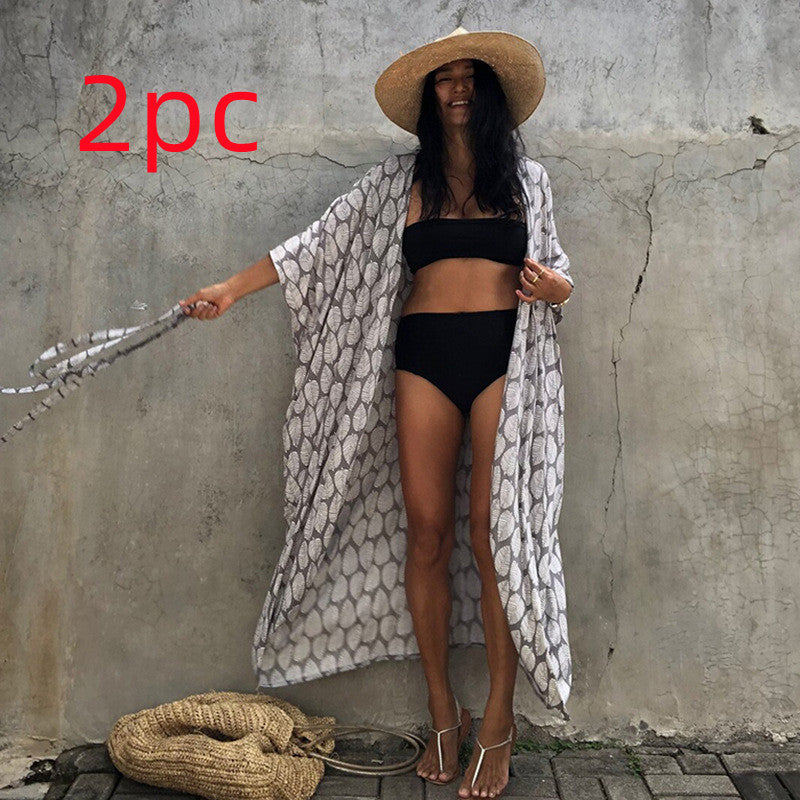 Polyester Ladies Sun Protection Resort Beach Dress Cover Up - Resting Beach Face