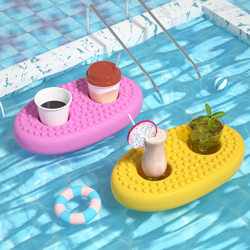 Swimming Pool Drink Floater Double Cup Holder - Resting Beach Face