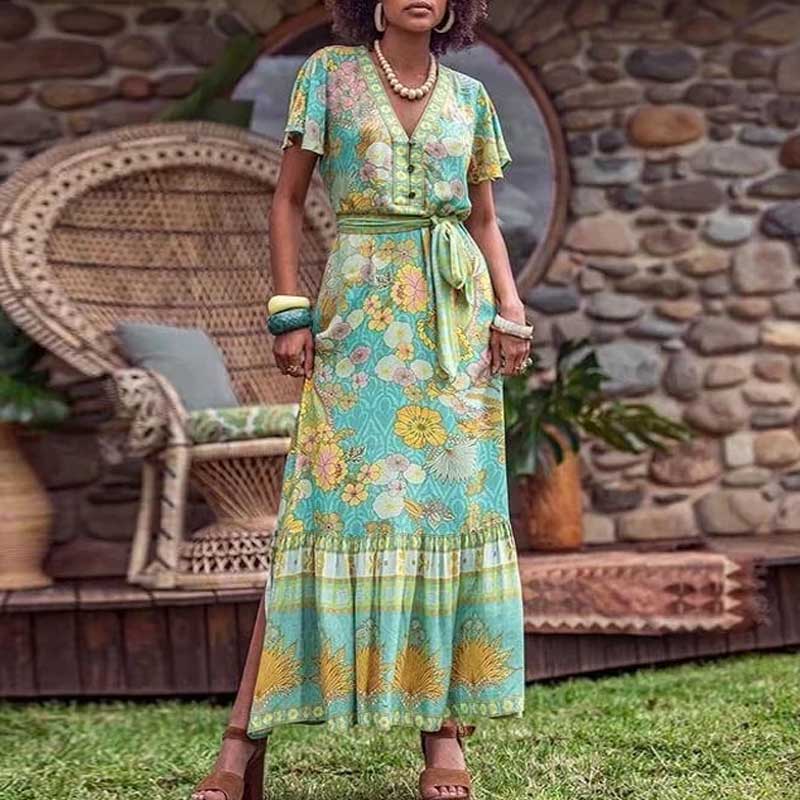 Ladies Fashion Personality Boho Resort Dress - Resting Beach Face