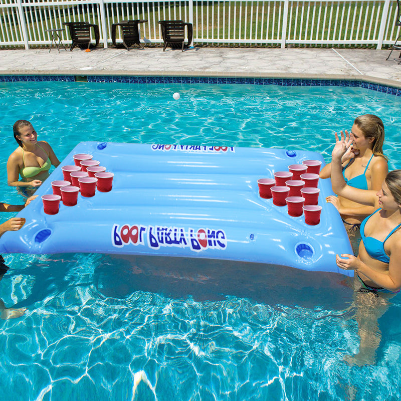 Inflatable Floating Beer Pong Table - Resting Beach Face