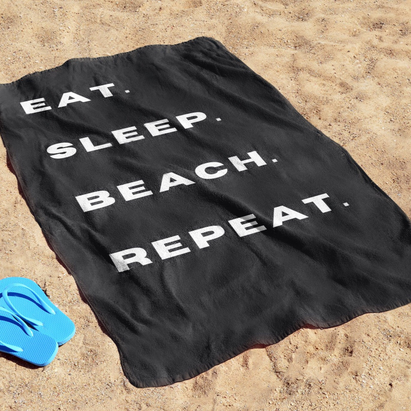 EXCLUSIVE: Eat, Sleep Microfibre Beach Towel - Resting Beach Face