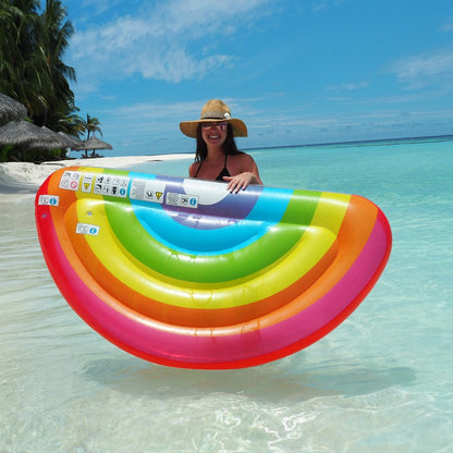 XL Rainbow Inflatable Swimming Pool Float - Resting Beach Face