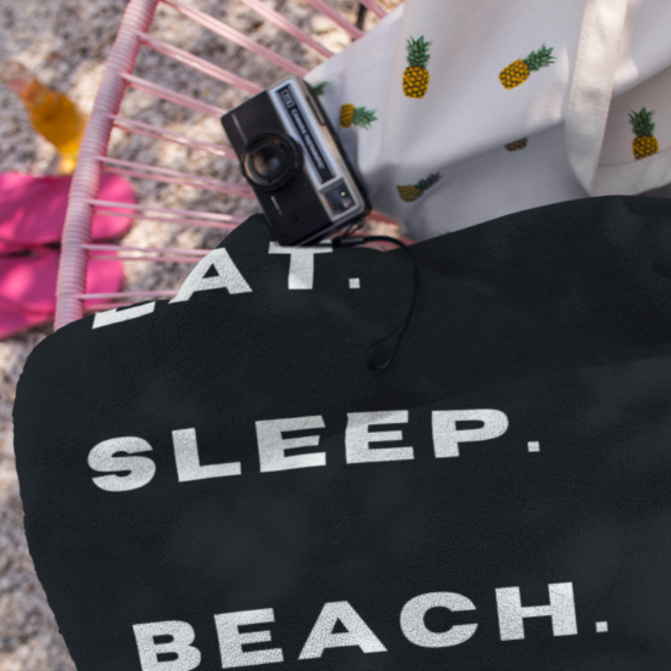 EXCLUSIVE: Eat, Sleep Microfibre Beach Towel - Resting Beach Face